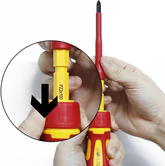 Detalle de Set Cacciaviti Elettricista CCLIFE da 13 pezzi VDE 1000 V con punte magnetiche intercambiabili