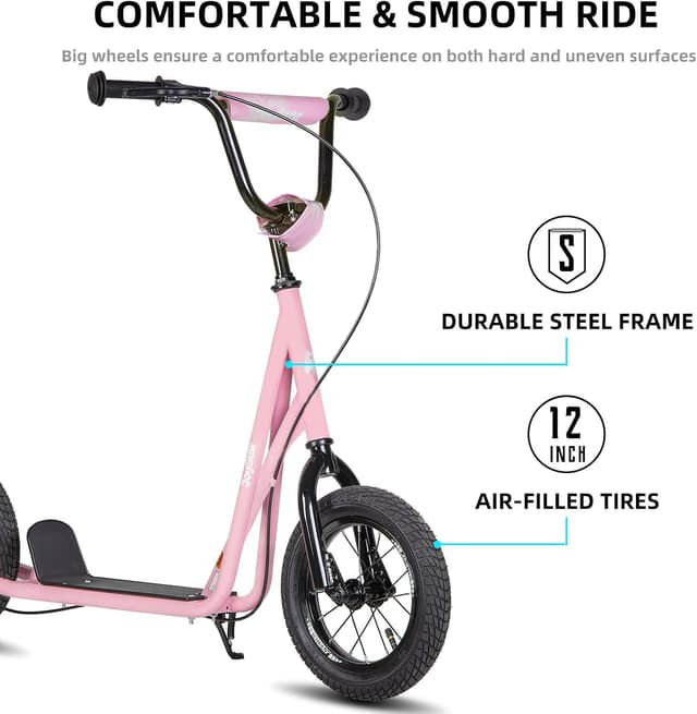 Detalle 2 de JOYSTAR 12-Inch Big Wheel Kick Scooter (Ages 5–9) with Rear Drum Brake & Adjustable Handlebar