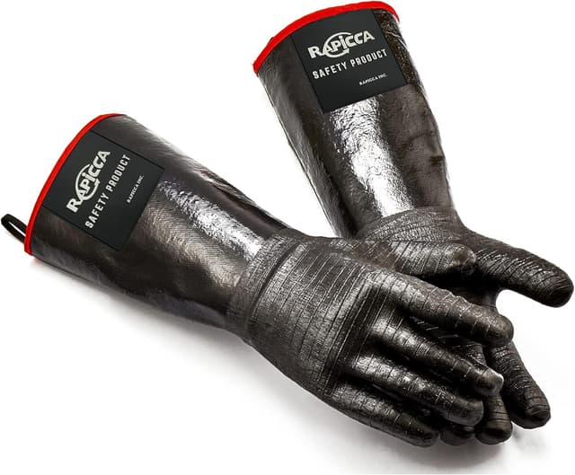 Detalle de RAPICCA BBQ Gloves 17-inch neoprene heat resistant gloves (932°F) for grill, smoker & deep frying, XL