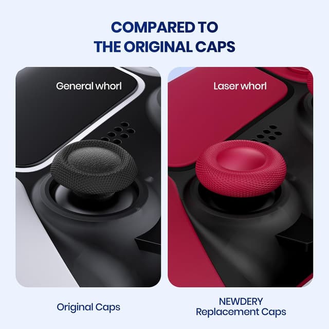 Thumbnail 6 de NEWDERY Daumengriff-Joystick-Kappen für PS5/PS4-Controller (rutschfest, laserstrukturiert) – 10 Stück, Rosarot