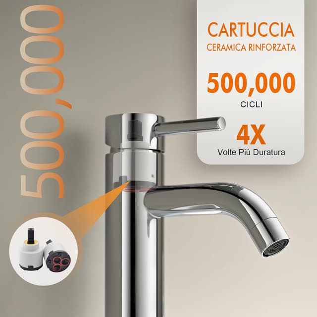 Detalle de Ibergrif M11003 Star miscelatore monocomando per bagno in cromo/argento