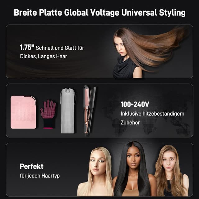 Thumbnail 4 de HITTIONA Piastra Professionale in Ceramica 1,75" con Ioni di Litio e LCD 150–230 °C