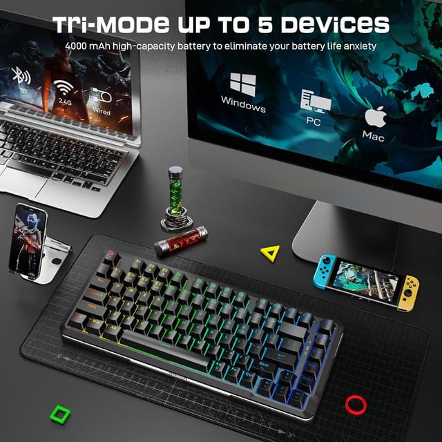 Thumbnail 3 de Redragon K713 75% Wireless Mechanical Keyboard