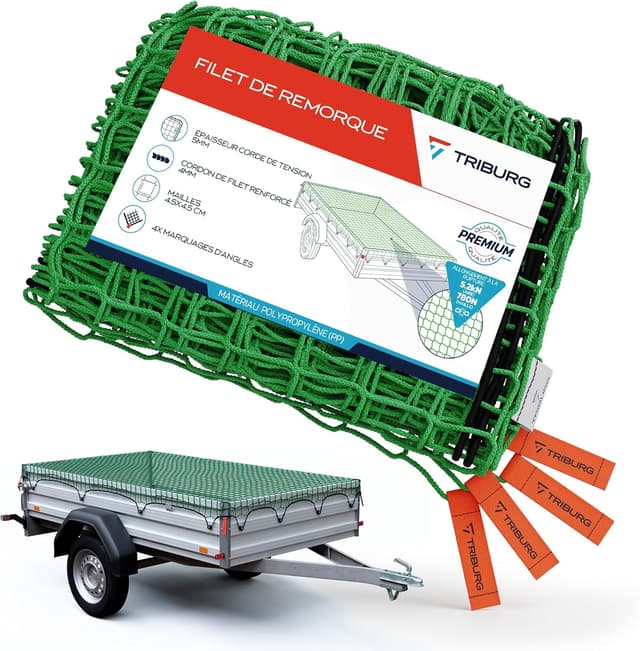 Detalle de Filet de remorque TRIBURG 2x3 m avec repérage des coins et élastique de tension