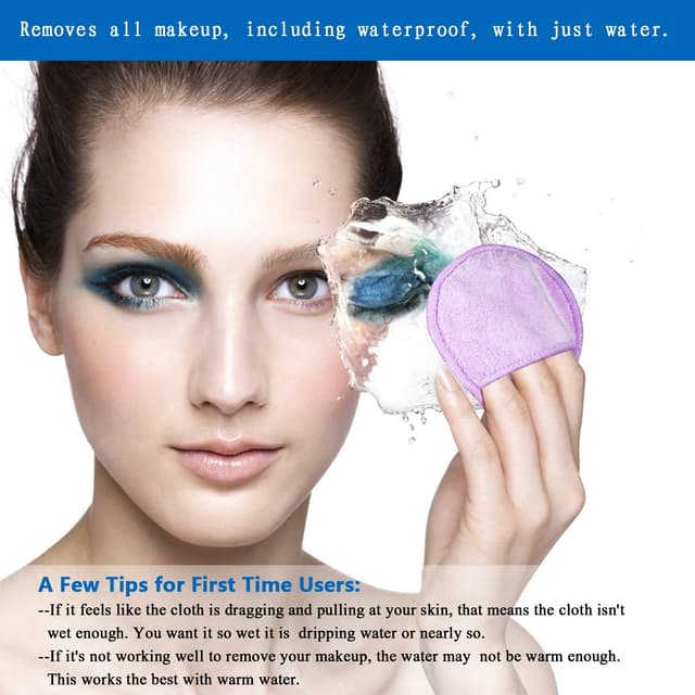 Detalle 2 de KinHwa Waschbare Abschminkpads (12er-Set) aus Mikrofaser mit Schlaufe – Abschminken nur mit Wasser