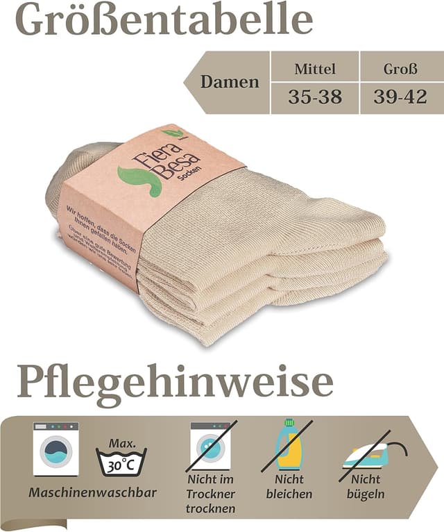 Detalle de Fiera Besa Diabetikersocken für Damen – Komfortbund, ohne Gummibund und mit nahtloser Zehe