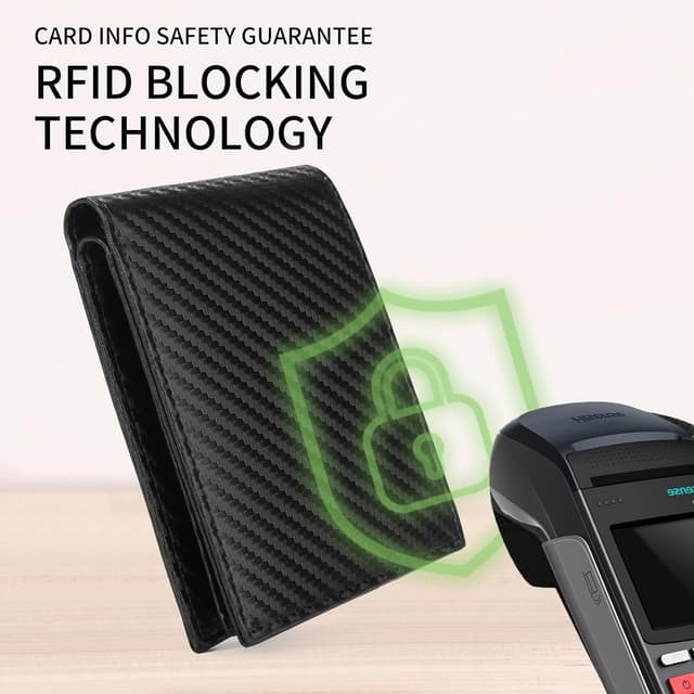 Detalle de GAEKEAO ultrathin RFID blocking bifold leather wallet with ID window and zip coin pocket