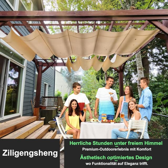 Detalle 2 de Einziehbares Welle Sonnensegel 0,9 x 4 m (nach Maß) – verstellbare Pergola-Markise in Dunkelgrau mit 95% UV-Schutz