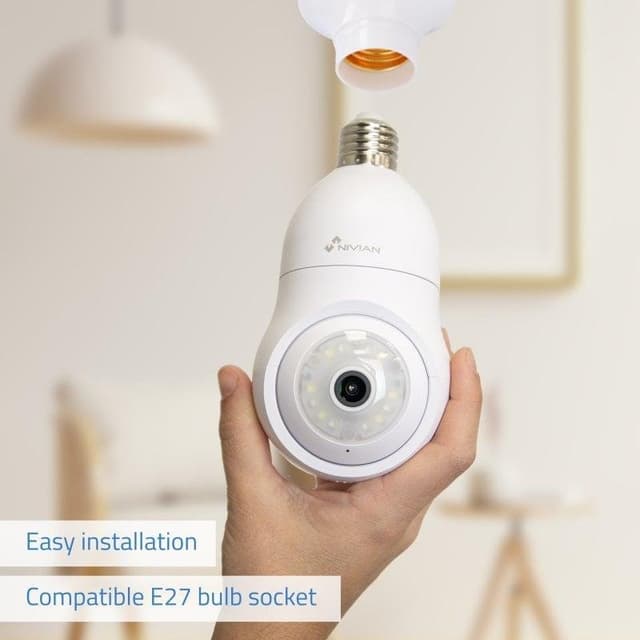 Detalle 2 de Nivian Cámara de Bombilla Vigilancia WiFi Exterior 2K NVS-IPC-BULB1 (casquillo E27)
