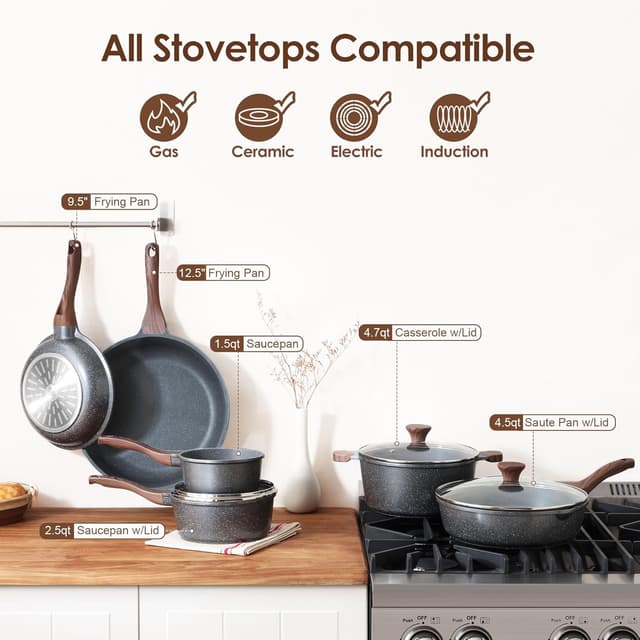 Detalle 2 de SENSARTE Nonstick Cookware Set 16-Piece