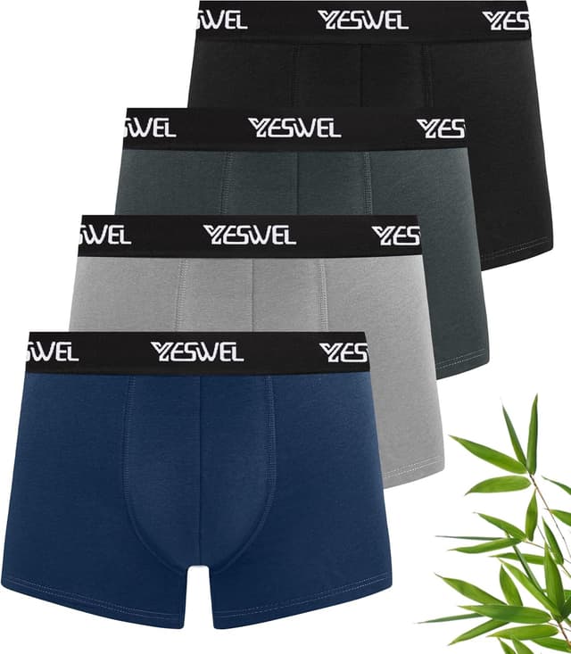 Detalle de YESWEL Bamboo Boxers for Men (No Itchy Labels) – Breathable Bamboo Trunks Multipack