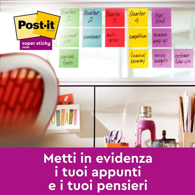 Thumbnail 6 de Post-it Foglietti Super Sticky, colori assortiti (confezione da 6 blocchetti) – extra adesivi 76 x 76 mm