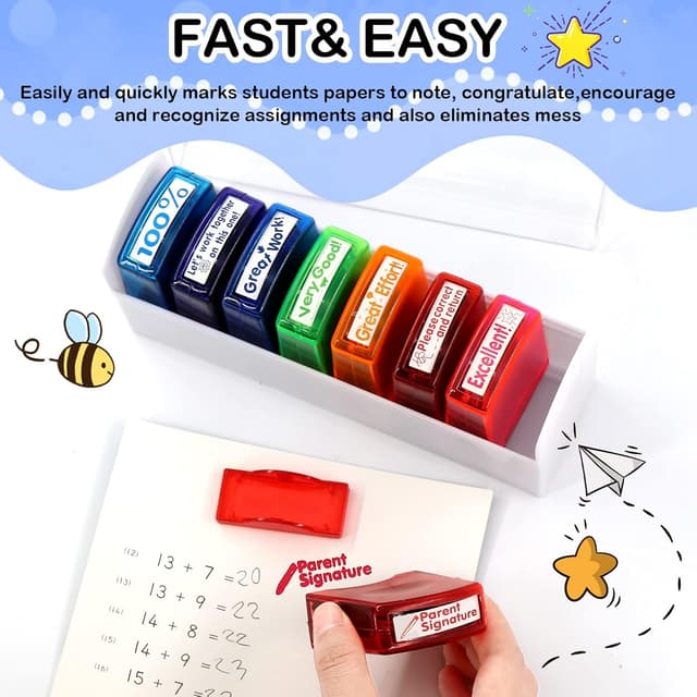 Thumbnail 4 de Newthinking Teacher Stamps 8 Pack self-inking