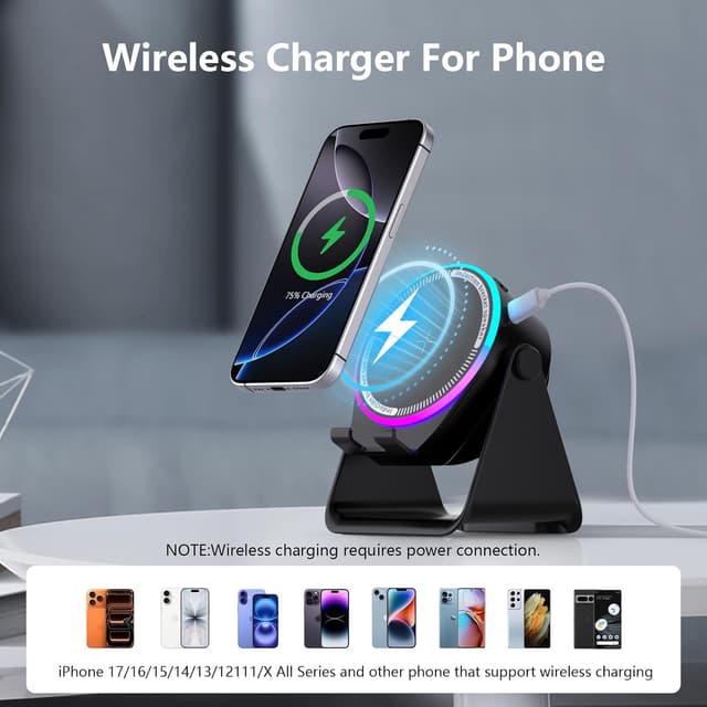 Detalle 2 de CoolBuBu Bluetooth Speaker Portable with Wireless Charger Stand