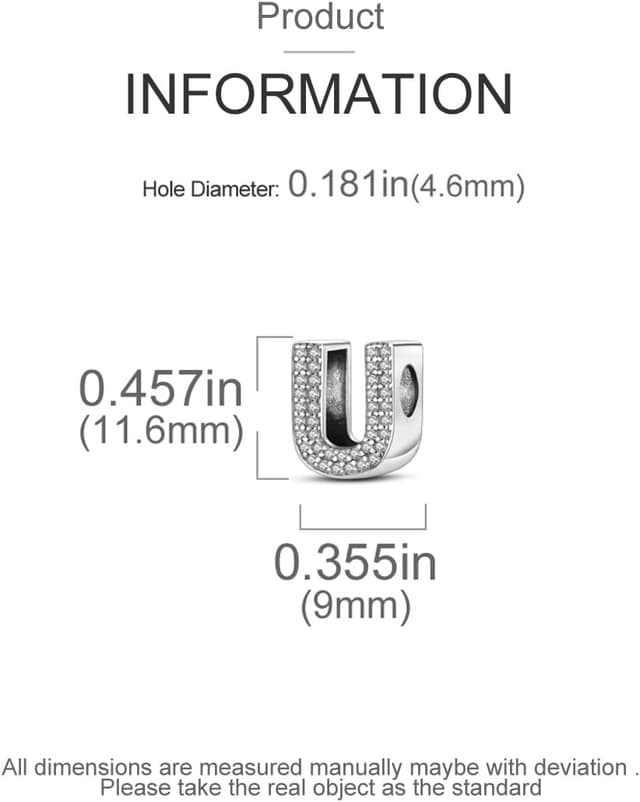 Detalle de CQWVB Buchstabe Charm-Anhänger A–Z aus 925 Sterling Silber – Alphabet Charms für Armband & Kette