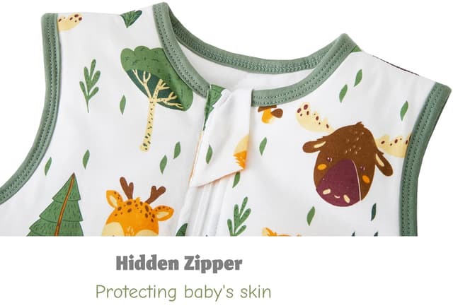 Detalle de Chilsuessy Baby Schlafsack mit Füßen 2,5 Tog (Wald Tiere) – Winter-Schlafstrampler, passend je nach Babygröße