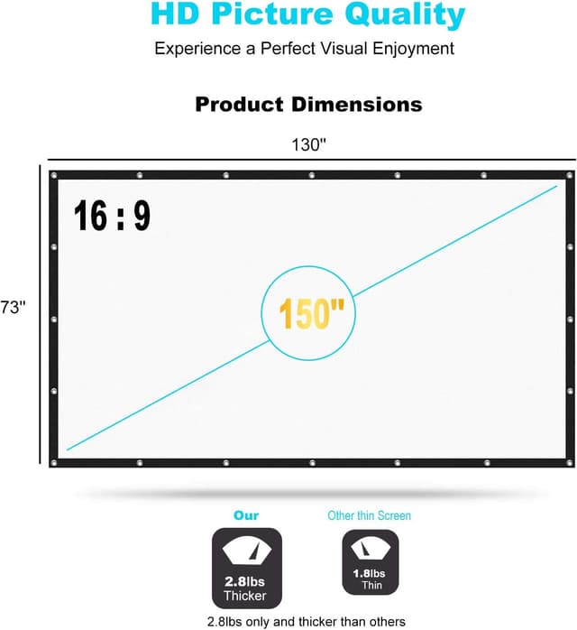 Thumbnail 1 de TOWOND Projector Screen 150 inch 16:9