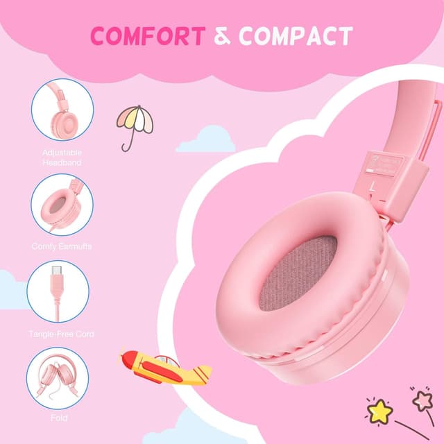 Detalle de Cowyawn USB Type C Kids Headphones 94dB