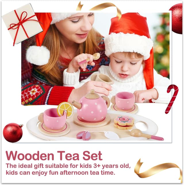 Thumbnail 5 de AOLEVA Wooden Afternoon Tea Set for Toddlers
