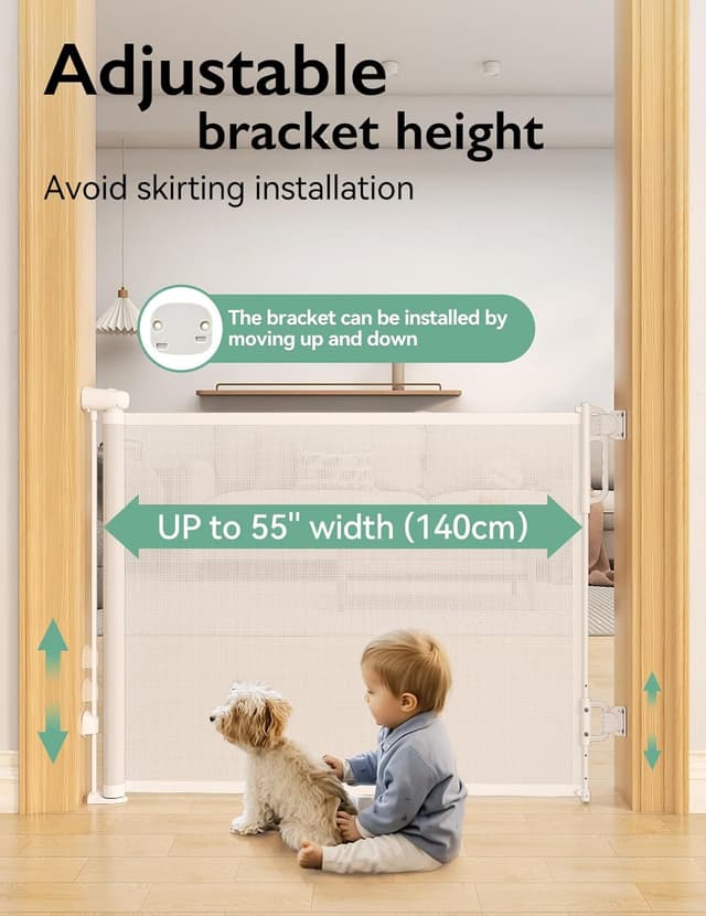 Detalle de Momcozy Auto-lock Retractable Stair Gate (83cm tall, up to 140cm wide)