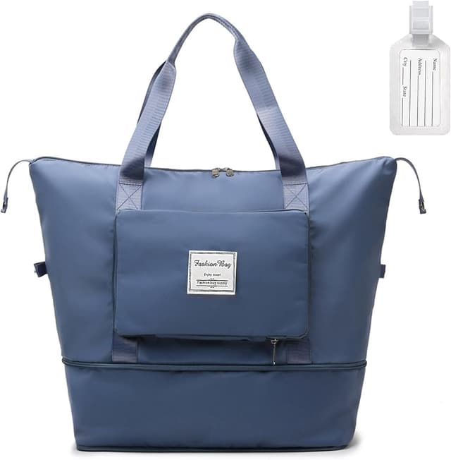 Detalle de flintronic Reisetasche Damen – faltbare, wasserdichte Travel-Bag/Weekender-Tasche in Schwarz