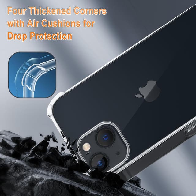 Detalle de XTCASE Coque pour iPhone 15 transparente en silicone TPU avec tour de cou et cordon (noir)