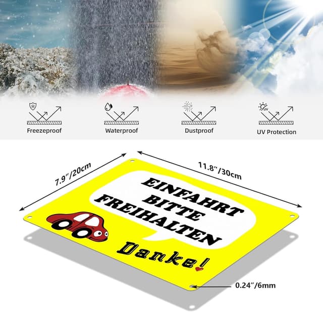 Detalle 2 de Goodvian Einfahrt Schild 20x30 cm Gelb Reflektierend