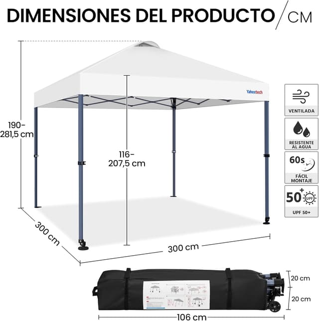 Thumbnail 2 de Yaheetech carpa pop up 3x3m con ruedas