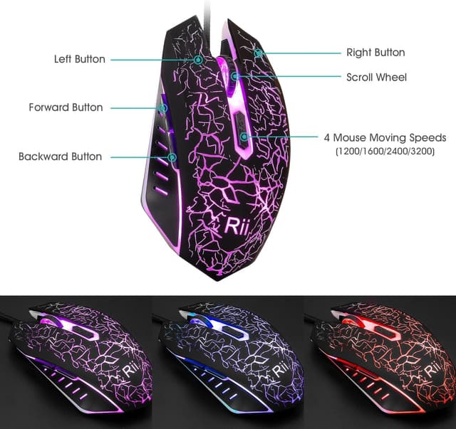 Detalle de Rii RK108 Wired RGB Gaming Keyboard and Mouse Set
