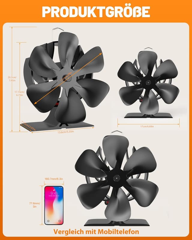Detalle de Signstek ventilateur de poêle 6 pales