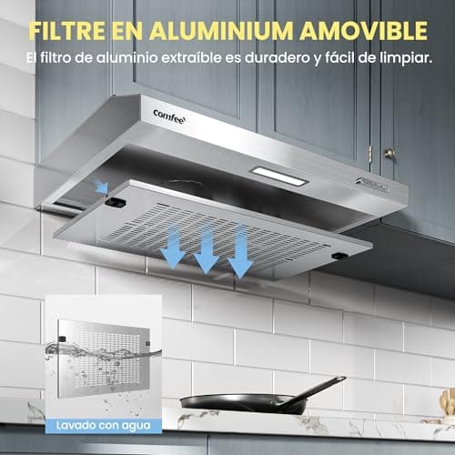 Detalle de Comfee SLIF17SS-60 LED: campana extractora bajo encimera de 60 cm y 200 m³/h