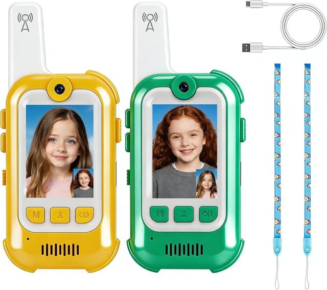 Detalle de MoonLull Kids Video Walkie Talkies with Camera (No Wi‑Fi/SIM) – Secure Encrypted 2‑Pack, 300m Long Range