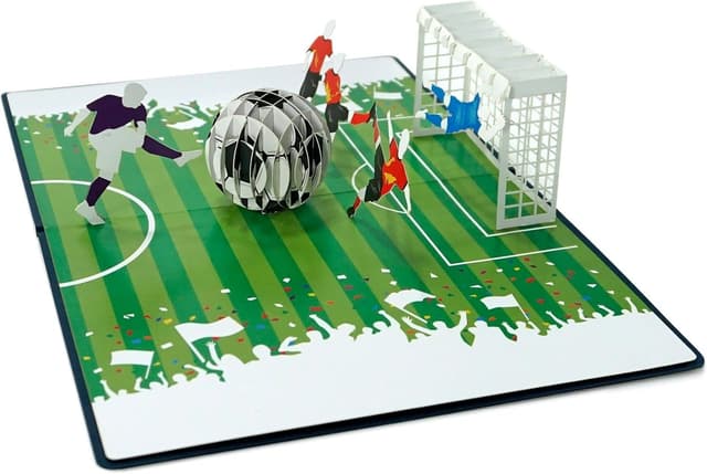 Detalle 1 de CUTPOPUP Football Soccer – Carte de fête des pères pop-up pour homme (15 x 20 cm) + note séparée