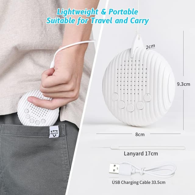 Detalle 2 de URAQT White Noise Machine (10 soothing sounds) – USB rechargeable portable sleep sound machine with timer memory