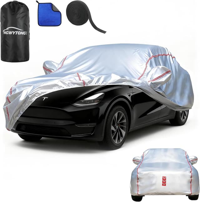 Detalle de Ngwytong Waterproof All-Weather Car Cover for Tesla Model Y (2020–2025) with 14-Point Fastening