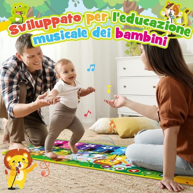 Detalle 2 de Dromlag Tappeto Pianoforte 10 animali 🎹