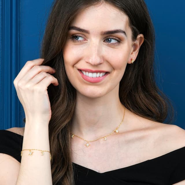 Detalle de Diamond Treats boucles d’oreilles en argent 925 en forme d’étoile avec oxydes de zirconium