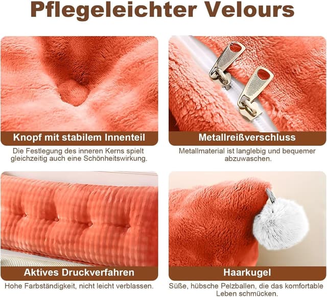 Detalle de Shuyeon Rückenkissen & Keilkissen für Bett und Sofa mit abnehmbarem Bezug und Seitenfach