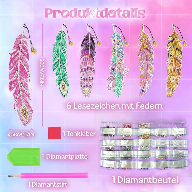 Detalle 2 de Amteker Diamond Painting Lesezeichen Kinder 6-12