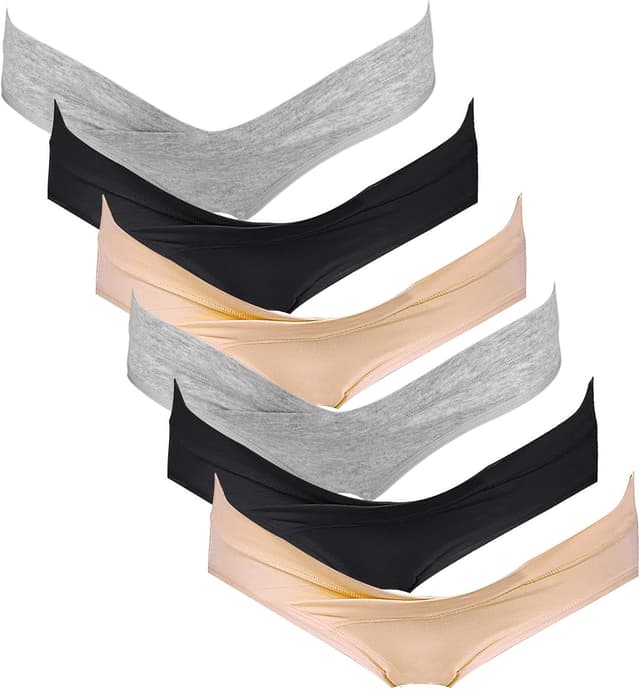 Detalle de Intimate Portal Umstandsunterhosen (6er-Pack) aus Baumwolle – V-Form Bikini für Schwangerschaft & Wochenbett