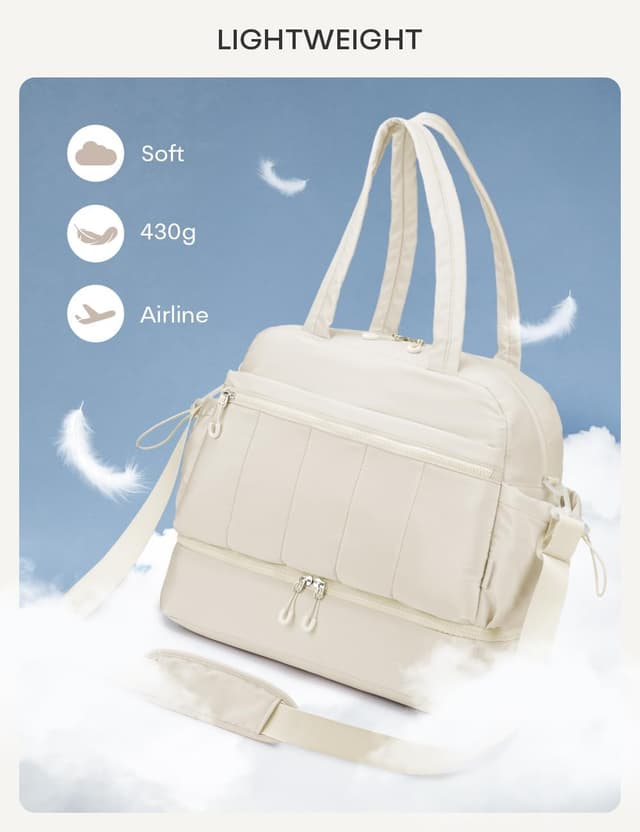 Detalle de BAGZY sac de voyage cabine 40x35x20 cm (32 L) avec compartiment chaussures et poches pour week-end