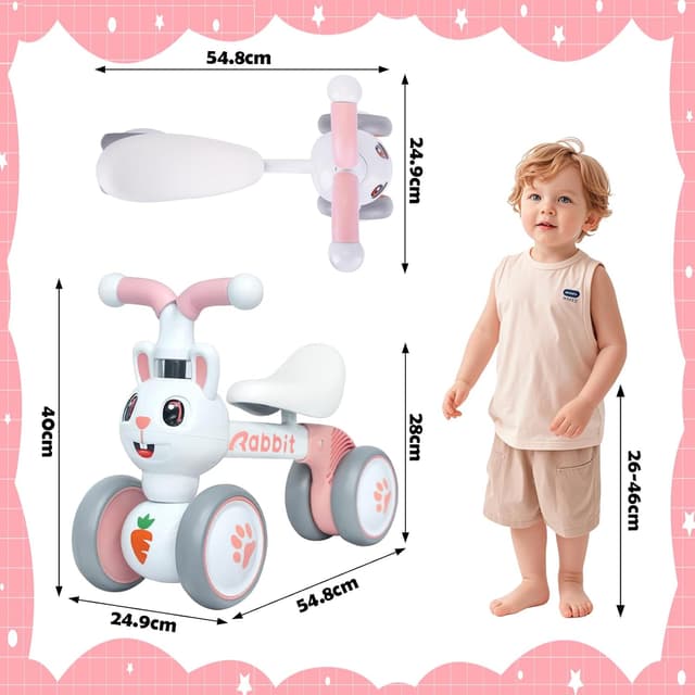 Detalle 2 de XIAPIA Baby Balance Bike (Rabbit) – toddler ride-on without pedals for 10–36 months