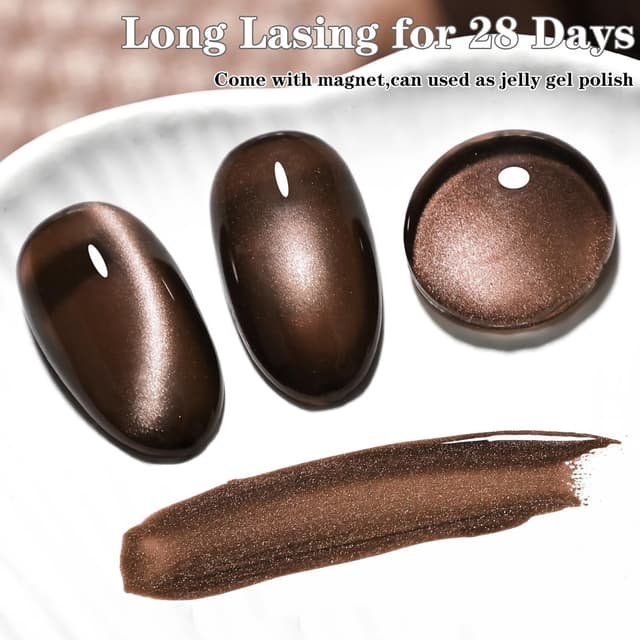 Detalle de KRISNICE vernis gel semi-permanent effet œil de chat holographique 3D translucide (Brun Hivernal, MY024)