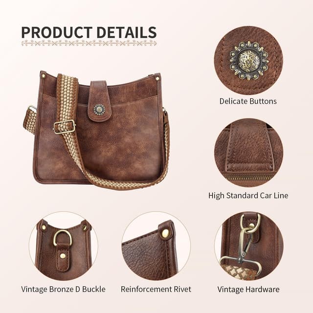 Detalle 1 de VIMUTI Umhängetasche schwarz, veganes Leder