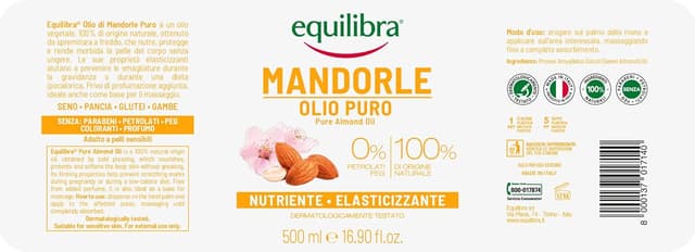 Detalle 2 de equilibra Corpo Olio di Mandorle Dolci Puro protettivo, nutriente ed elasticizzante (2 x 500 ml) per smagliature in gravidanza o dieta ipocalorica