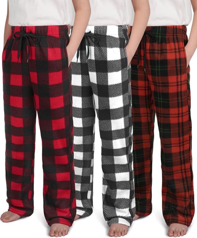 Thumbnail 6 de IHU 3-Pack Boys Micro Fleece Pajama Pants (Plaid Lounge Sleepwear)