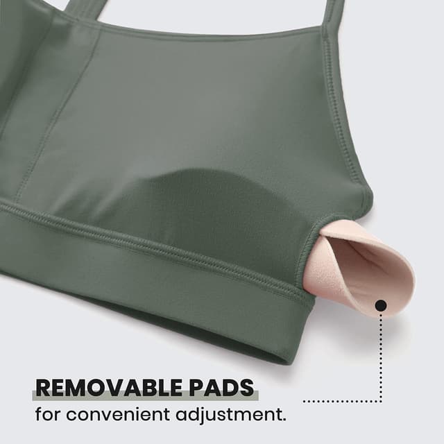 Detalle de CRZ YOGA Women’s Butterluxe Padded Sports Bra (Low Impact) – Racerback Strappy Gym & Yoga Bra