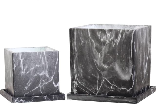 Imagen de Olly & Rose Carrara Marble Effect Plant Pot Set Large en OfertitasTOP
