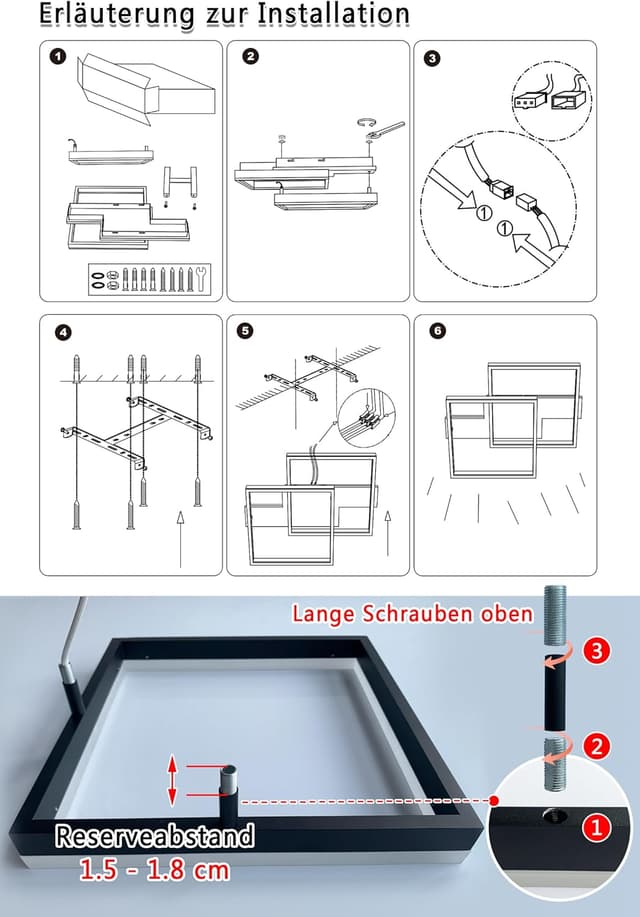 Detalle de SEATAIN LED Deckenleuchte Holz dimmbar (47 cm) mit Fernbedienung, Memory-Funktion & Nachtlicht