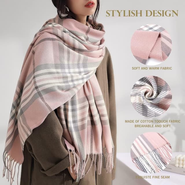Detalle 2 de Gebell Women Tartan Scarf (Winter Plaid Blanket) – long soft warm tartan check stole